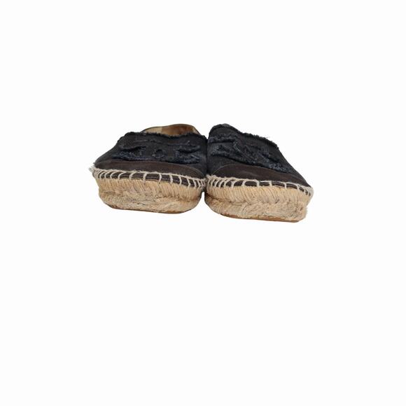 Chanel Fabric Interlocking CC Logo Canvas Espadrilles Flats Black Size 39 - Picture 7 of 7